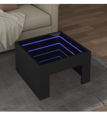 Kavos staliukas su Infinity LED lemputėmis, juodas, 50x50x30cm