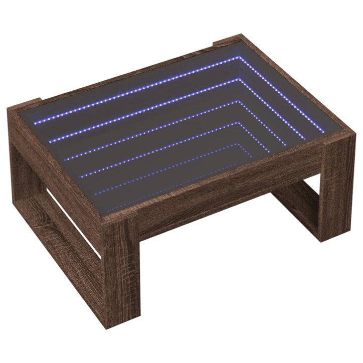 Kavos staliukas su Infinity LED lemputėmis, rudas, 70x53x30cm