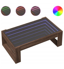 Kavos staliukas su Infinity LED lemputėmis, rudas, 90x53x30cm