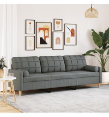 Trivietė sofa su pagalvėlėmis, tamsiai pilka, 210cm, audinys