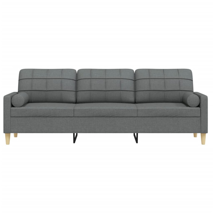 Trivietė sofa su pagalvėlėmis, tamsiai pilka, 210cm, audinys