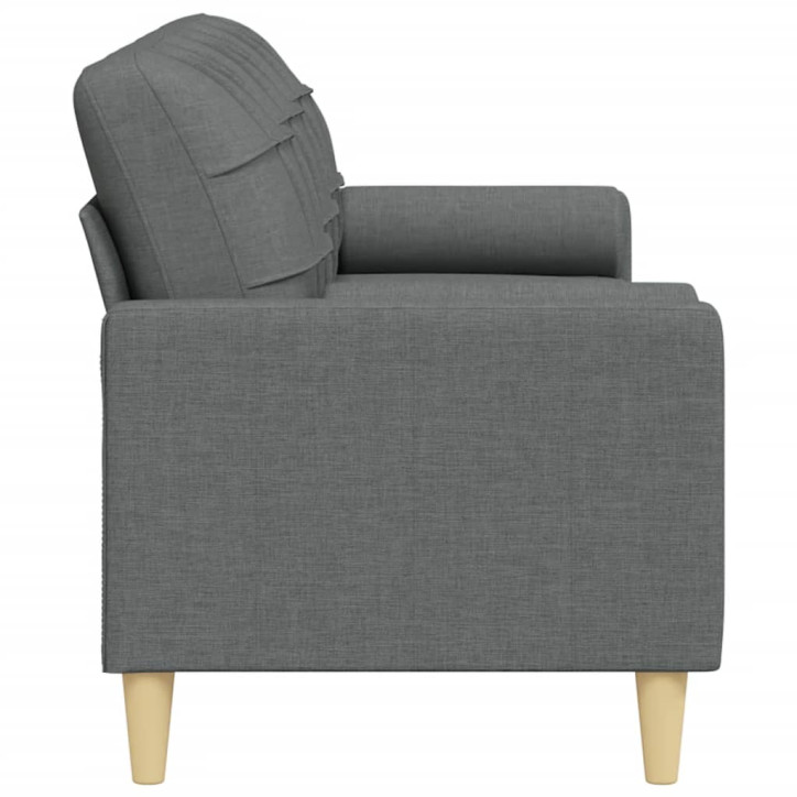 Trivietė sofa su pagalvėlėmis, tamsiai pilka, 210cm, audinys