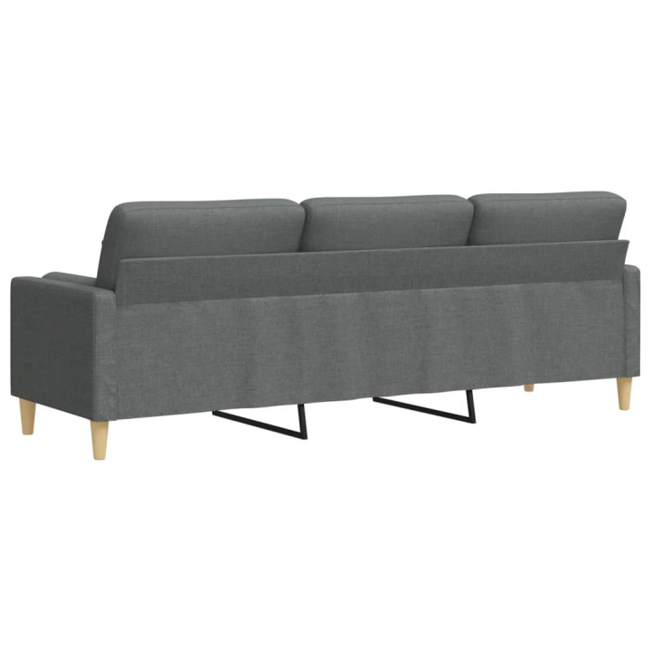 Trivietė sofa su pagalvėlėmis, tamsiai pilka, 210cm, audinys