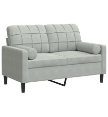 Dvivietė sofa su pagalvėlėmis, šviesiai pilka, 120cm, aksomas