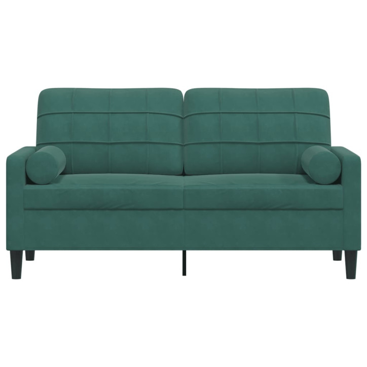 Dvivietė sofa su pagalvėlėmis, tamsiai žalia, 140cm, aksomas