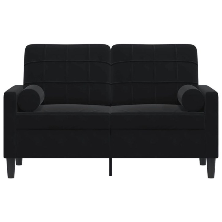 Dvivietė sofa su pagalvėlėmis, juodos spalvos, 120cm, aksomas