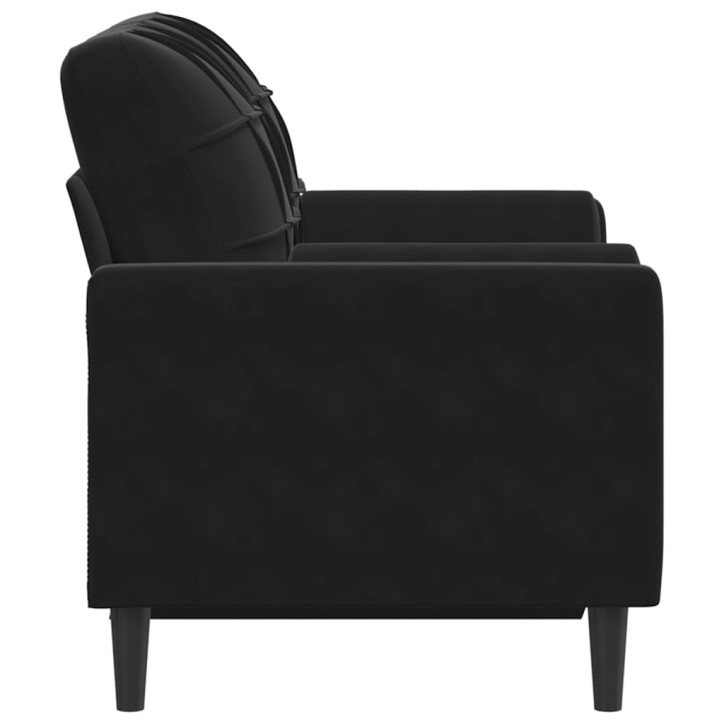 Dvivietė sofa su pagalvėlėmis, juodos spalvos, 120cm, aksomas