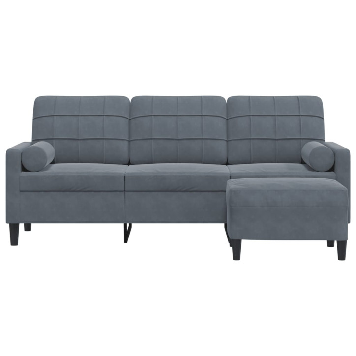 Trivietė sofa su pakoja, tamsiai pilkos spalvos, 180cm, aksomas