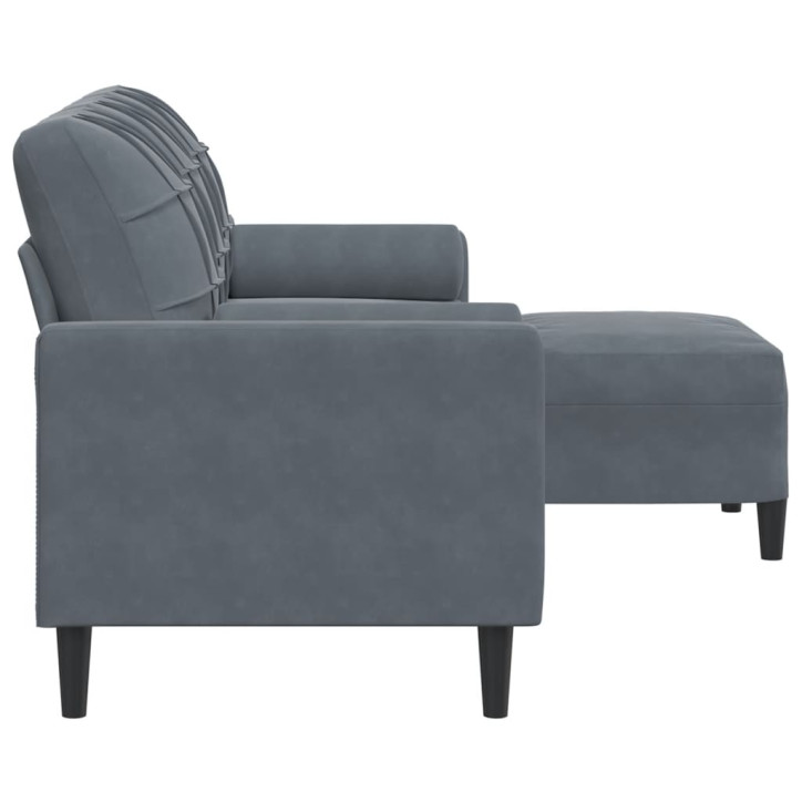 Trivietė sofa su pakoja, tamsiai pilkos spalvos, 180cm, aksomas