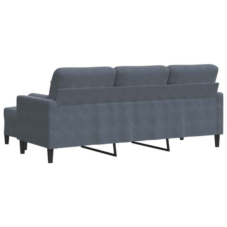 Trivietė sofa su pakoja, tamsiai pilkos spalvos, 180cm, aksomas