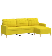 Trivietė sofa su pakoja, šviesiai geltona, 210cm, audinys