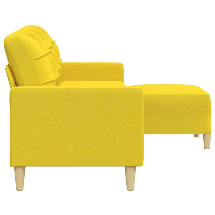 Trivietė sofa su pakoja, šviesiai geltona, 210cm, audinys