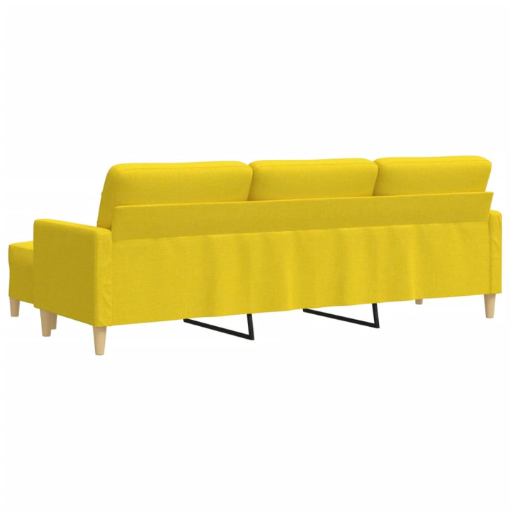 Trivietė sofa su pakoja, šviesiai geltona, 210cm, audinys