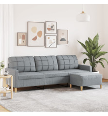 Trivietė sofa su pakoja, šviesiai pilka, 210cm, audinys