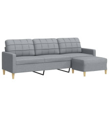 Trivietė sofa su pakoja, šviesiai pilka, 210cm, audinys