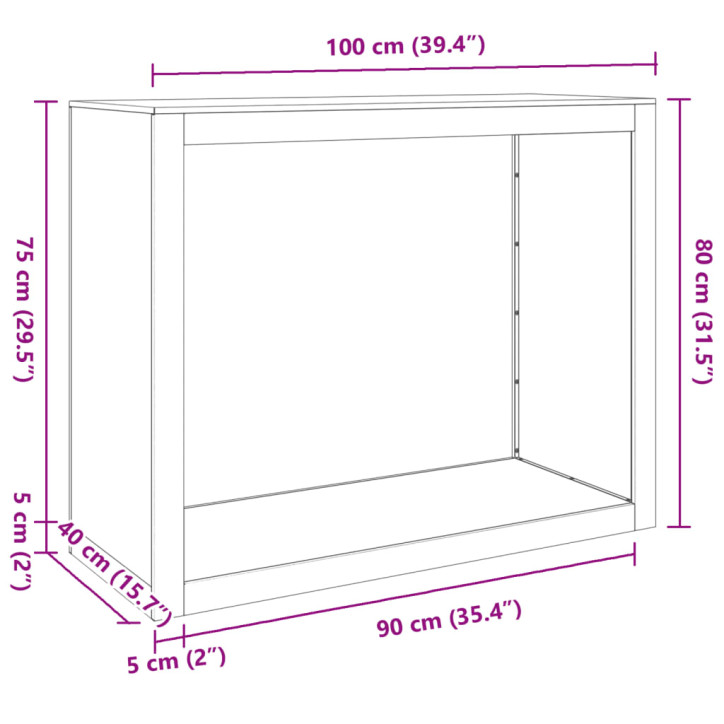 Stovas malkoms, 100x40x80cm, corten plienas