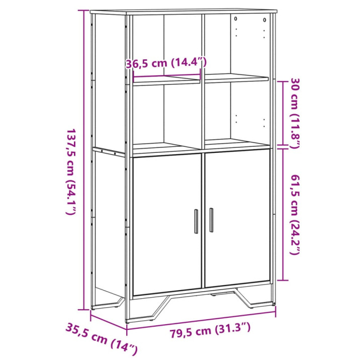 Komoda, juodos spalvos, 79,5x35,5x137,5cm, apdirbta mediena