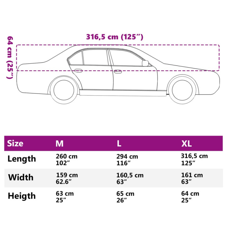 Pusės automobilio uždangalas su kabliukais, sidabrinis, XL