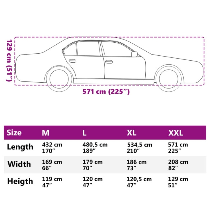 Automobilio uždangalas sedanams, sidabrinis, XXL dydžio, PEVA