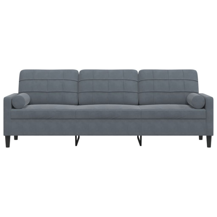 Trivietė sofa su pagalvėlėmis, tamsiai pilka, 210cm, aksomas