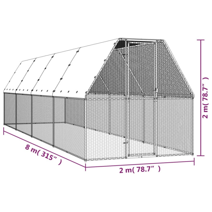 Narvas viščiukams, 2x8x2m, galvanizuotas plienas