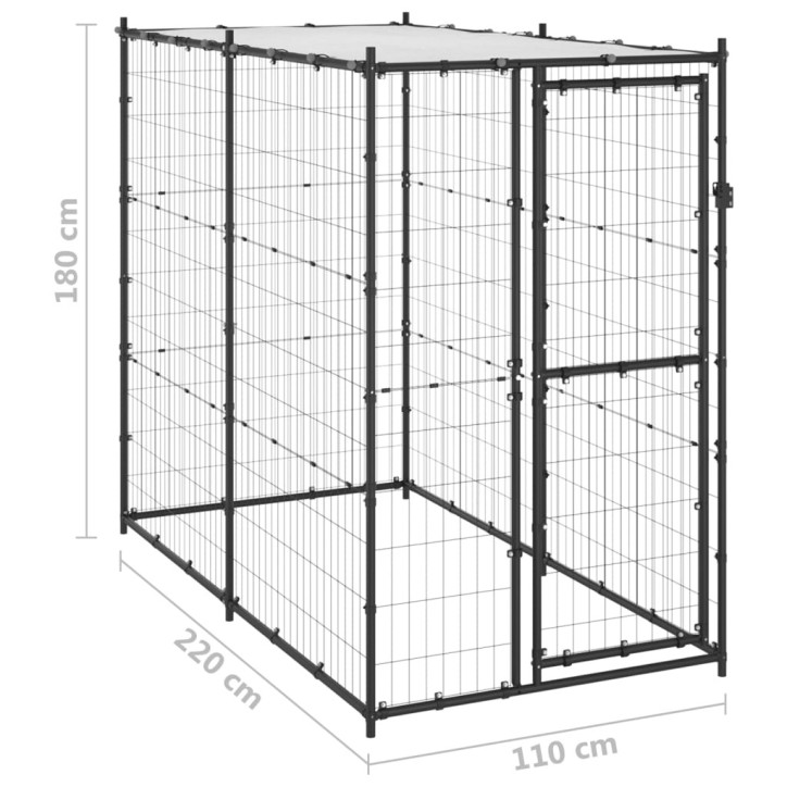 Lauko voljeras šunims su stogu, 110x220x180cm, plienas