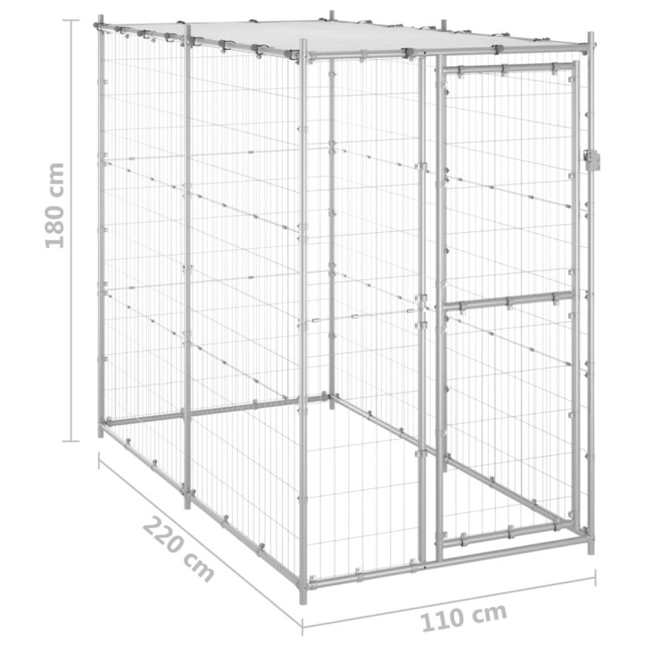 Lauko voljeras šunims su stogu, 110x220x180cm, plienas