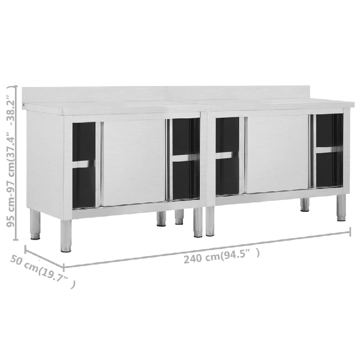 Darbastaliai su durimis, 2vnt., 240x50x(95-97)cm, plienas