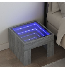 Naktinis staliukas su Infinity LED, pilkas ąžuolo, 40x40x30cm