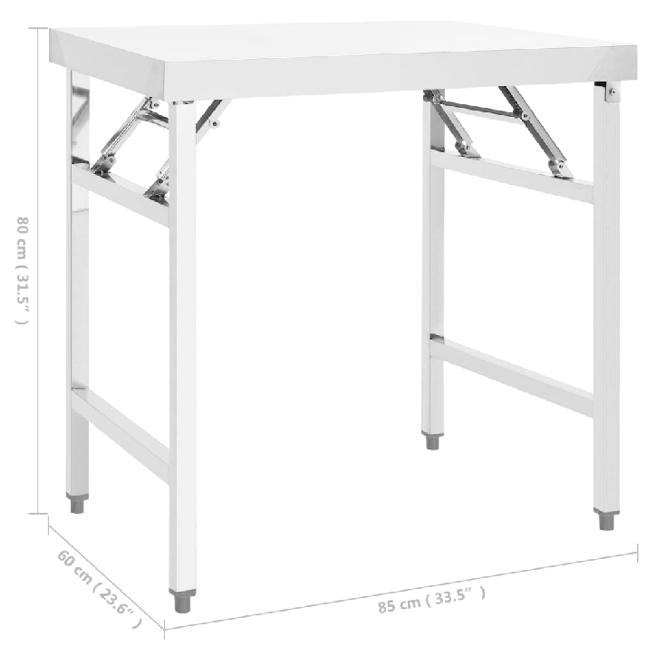Sulankstomas virtuvės darbastalis, 85x60x80cm, plienas