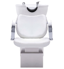 Kirpyklos kėdė su plautuve, balta, 137x59x82cm, dirbtinė oda