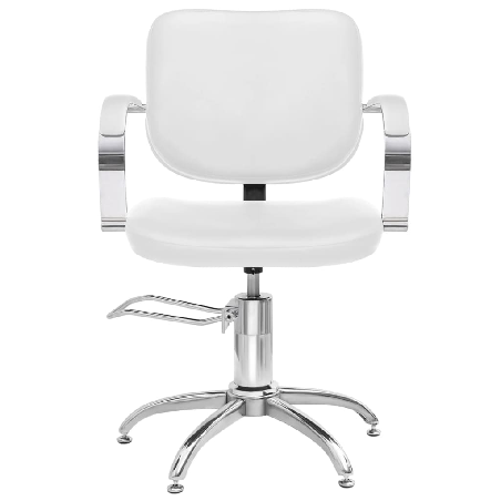 Grožio salono kėdė, baltos spalvos, dirbtinė oda
