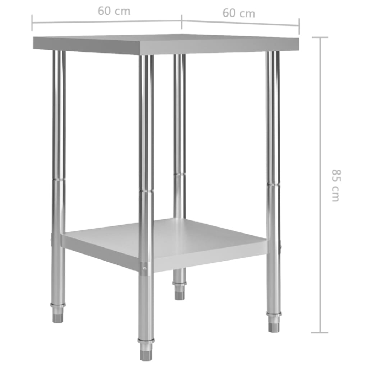 Virtuvės darbastalis, 60x60x85cm, nerūdijantis plienas