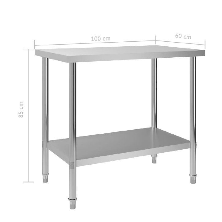 Virtuvės darbastalis, 100x60x85cm, nerūdijantis plienas