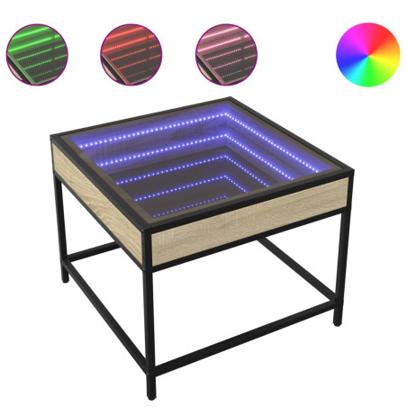 Kavos staliukas su Infinity LED lemputėmis, ąžuolo, 50x50x41cm