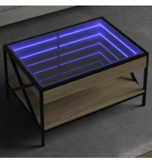 Kavos staliukas su Infinity LED lemputėmis, ąžuolo, 70x50x38cm