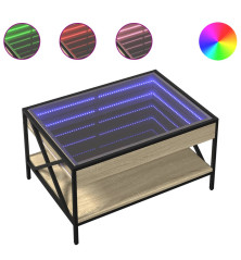 Kavos staliukas su Infinity LED lemputėmis, ąžuolo, 70x50x38cm