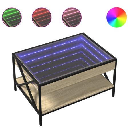 Kavos staliukas su Infinity LED lemputėmis, ąžuolo, 70x50x38cm