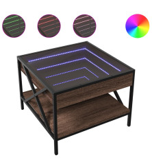 Kavos staliukas su Infinity LED lemputėmis, rudas, 50x50x38cm