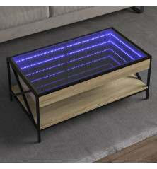 Kavos staliukas su Infinity LED lemputėmis, ąžuolo, 90x50x38cm