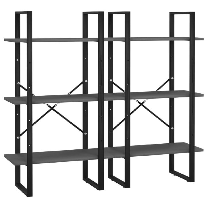 Sandėliavimo lentynos, 2vnt., pilkos, 60x30x210cm, MDP