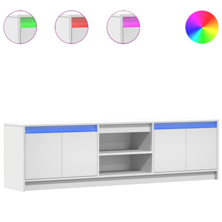 Televizoriaus spintelė su LED, balta, 180x34x50cm, mediena