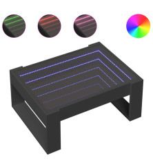 Kavos staliukas su Infinity LED lemputėmis, juodas, 70x53x30cm