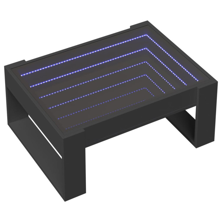 Kavos staliukas su Infinity LED lemputėmis, juodas, 70x53x30cm