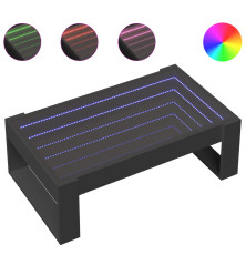 Kavos staliukas su Infinity LED lemputėmis, juodas, 90x53x30cm