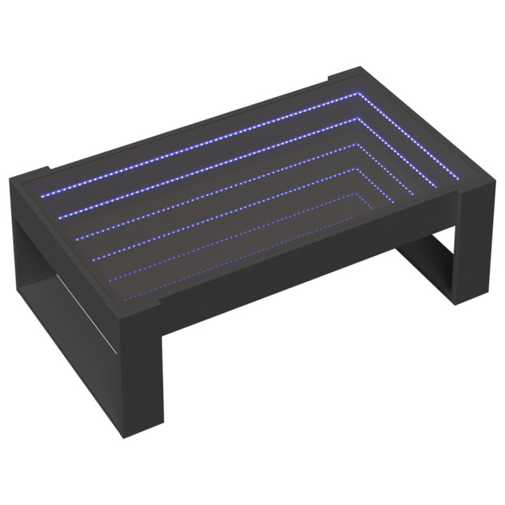 Kavos staliukas su Infinity LED lemputėmis, juodas, 90x53x30cm