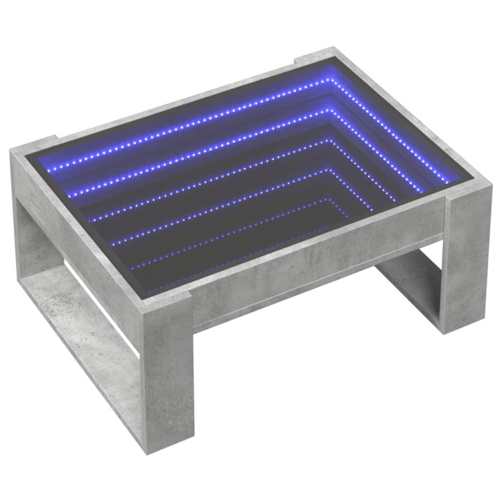 Kavos staliukas su Infinity LED lemputėmis, betono, 70x53x30cm