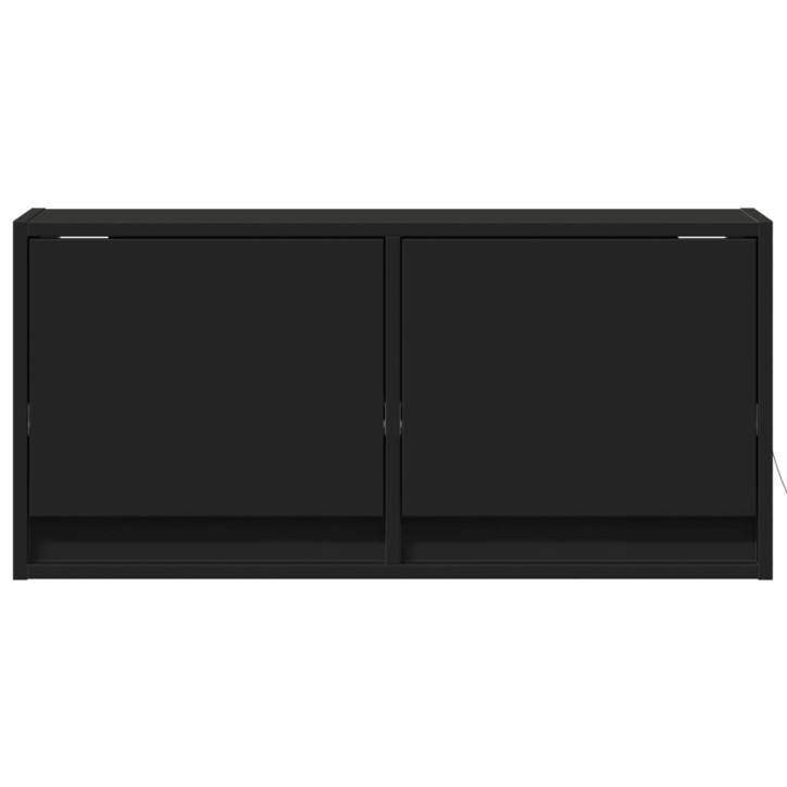 Sieninė TV spintelė su LED lemputėmis, juoda, 80x31x35cm