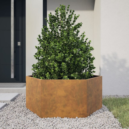 Sodo lovelis, 104x90x45cm, corten plienas, šešiakampis