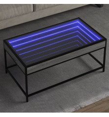 Kavos staliukas su Infinity LED lemputėmis, pilkas, 90x50x41cm